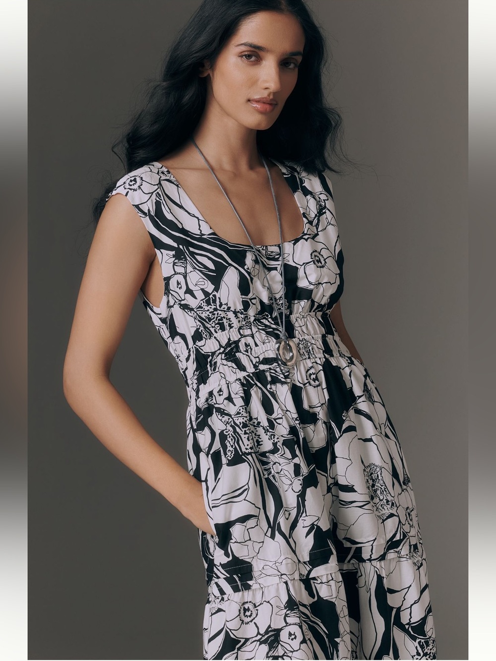 NWT Anthropologie The Somerset Sleeveless Maxi Dress Black and White XS - Picture 2 of 8